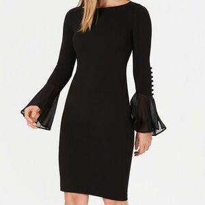 NEW Calvin Klein dress black chiffon luxury 6 petite